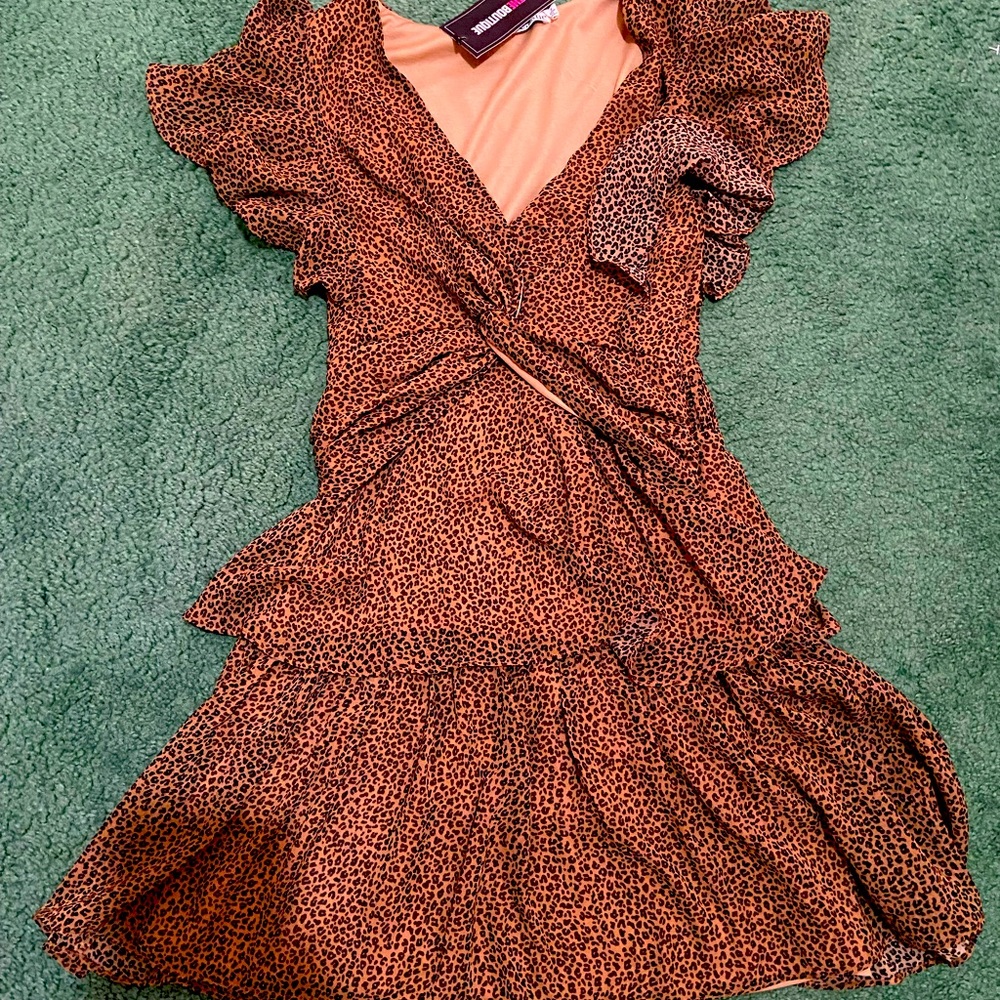NWT Cheetah print short tiered dress